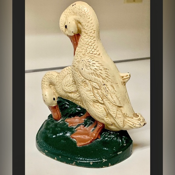 Vintage Early Mid 20th Century Cast Iron Goose Geese Doorstop Bookend - Picture 7 of 10